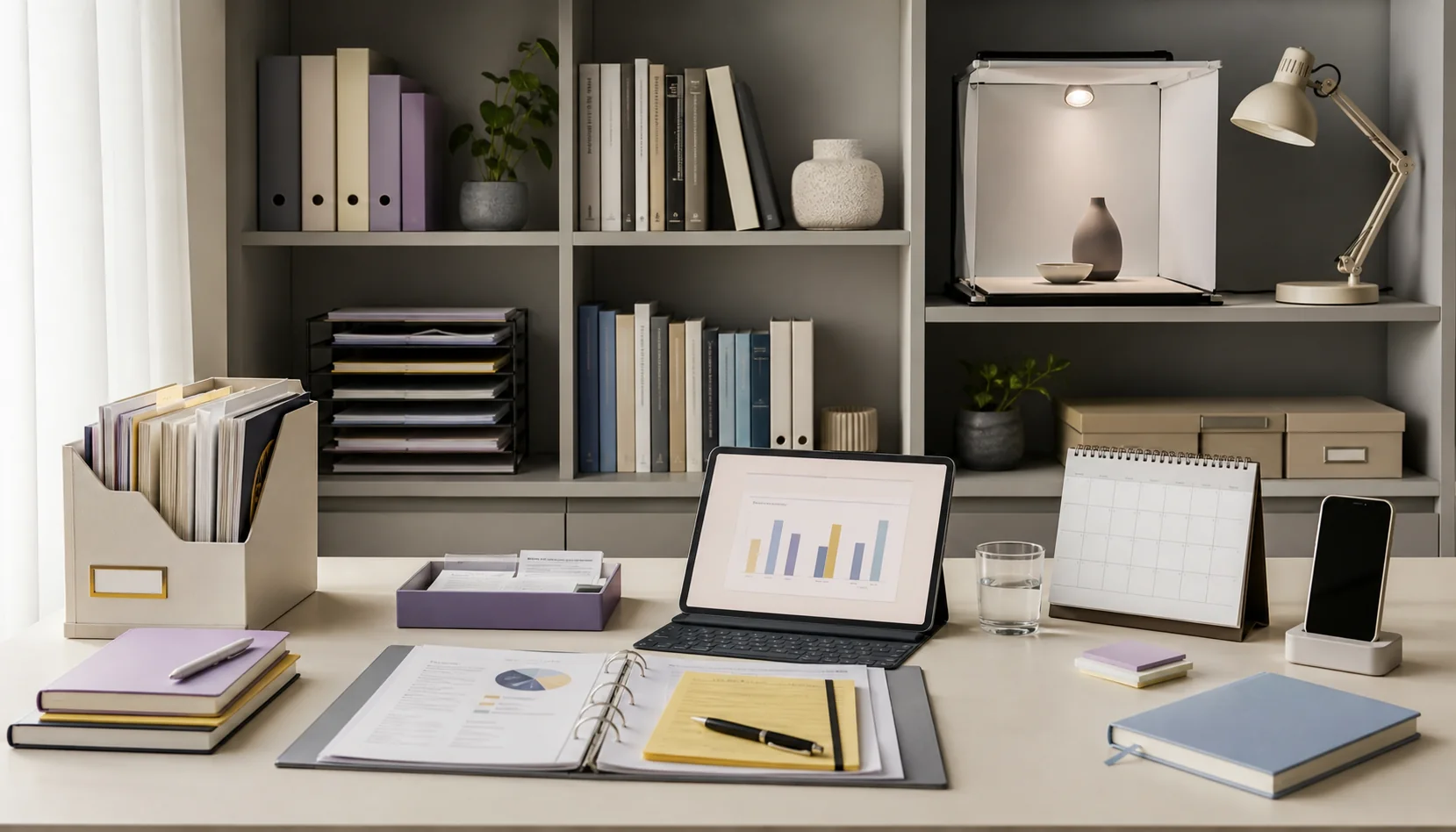 Espace de travail IA modulaire avec documents, analyses, calendrier et outils visuels