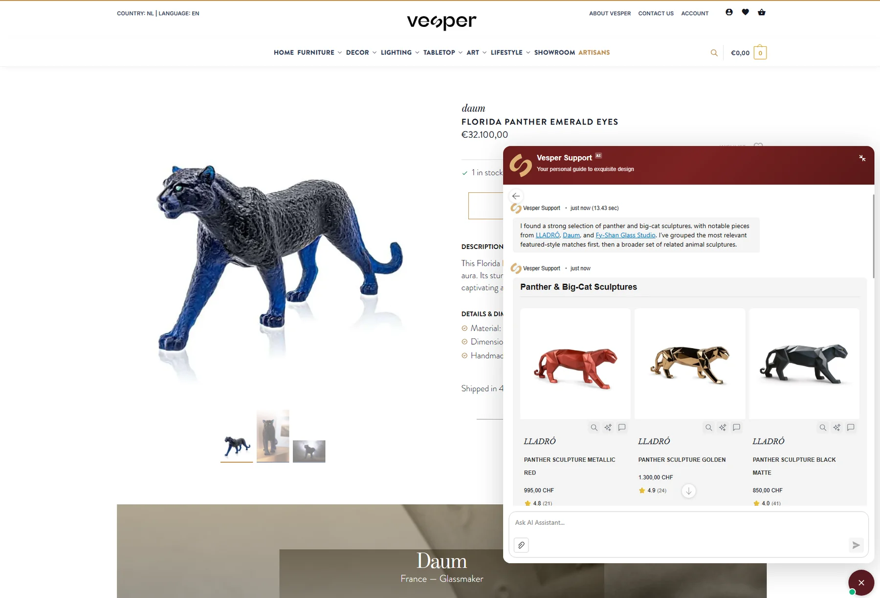ValueSpace.ai showing relevant products in a WooCommerce shopping assistant
