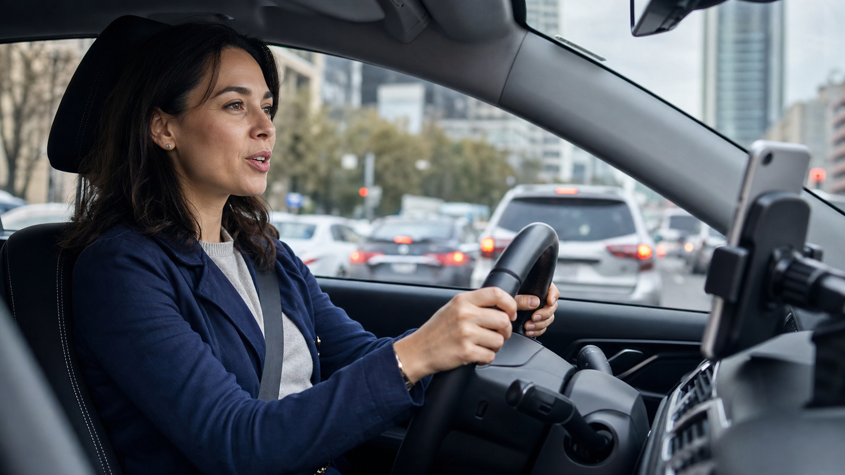 Client safely sending a voice message while waiting in traffic